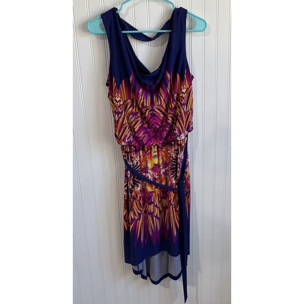 Fenn Wright Manson Dress Woman 14 Career Hi Lo Sheath Sleeveless‎ Multicolor